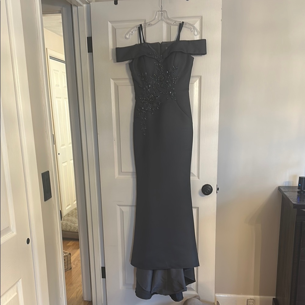 Elegant Off-Shoulder Gray Dress